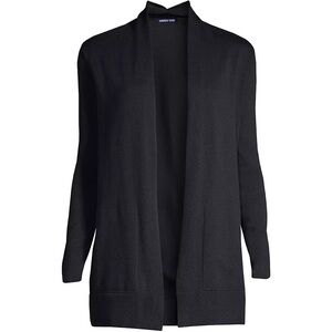 Lands' End Women's Long sleeve open long cardigan sweater Sz XS/P Black NWOT